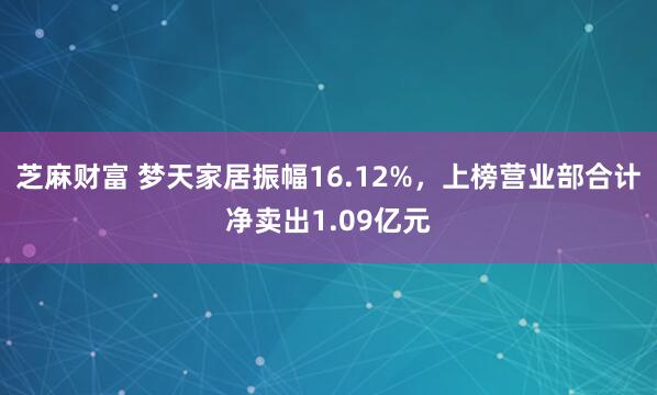 芝麻财富 梦天家居振幅16.12%，上榜营业部合计净卖出1.09亿元